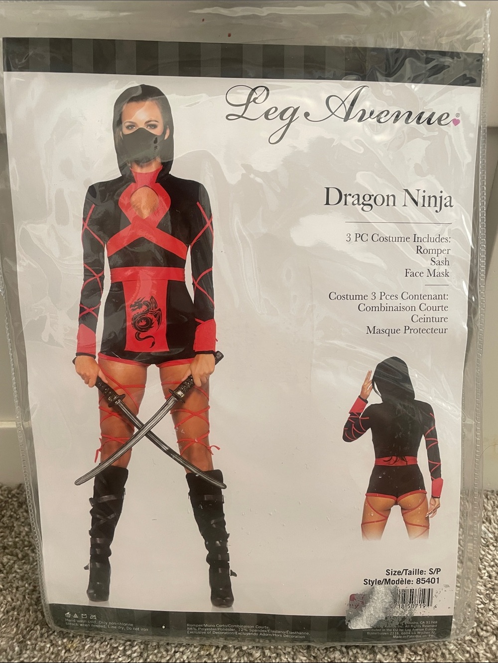 Leg Avenue Adult Ninja Costume - Size Small USED